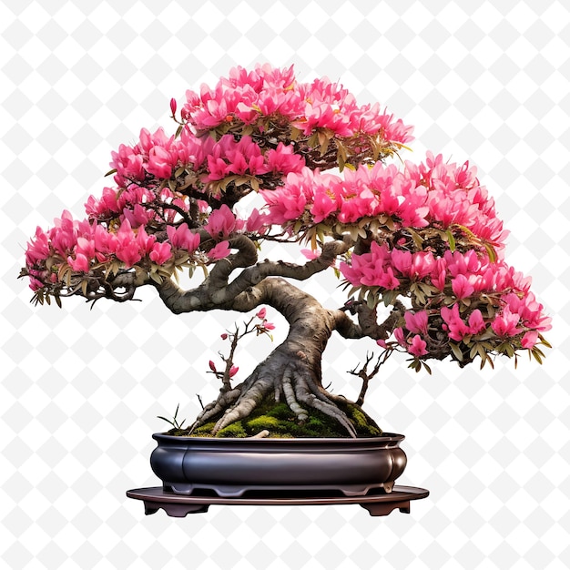 PSD png azalea bonsai-baum antike topf elliptische blätter lebendig die durchsichtige vielfalt der bäume dekor