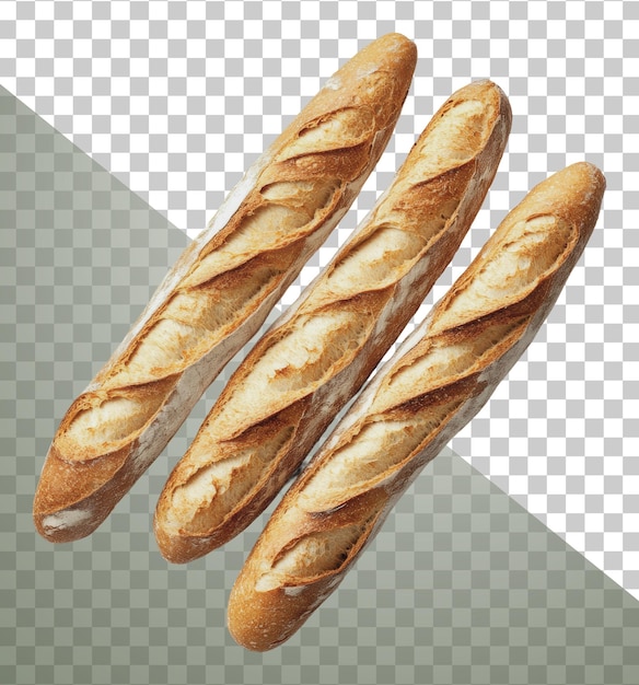 PNG Baguette appena cotte disposte su un tavolo