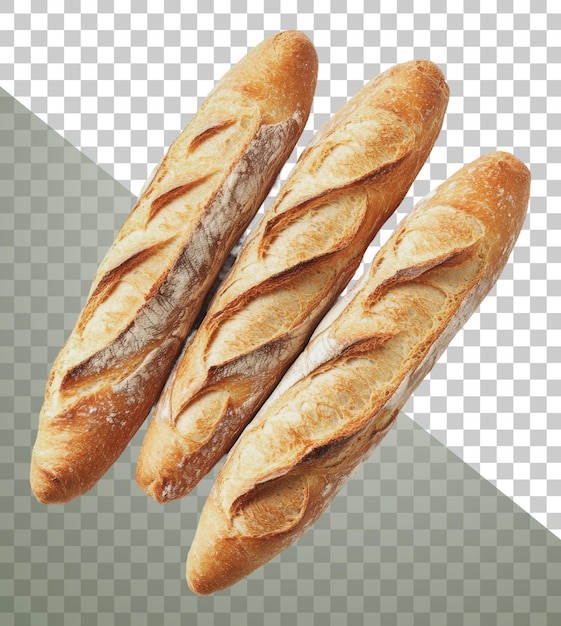 PNG Baguette appena cotte su superficie di legno