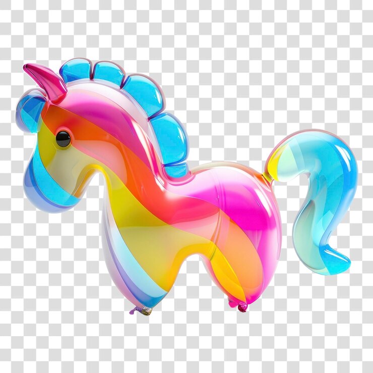 PSD png balón de caballo lindo retorcido colores coloridos arte