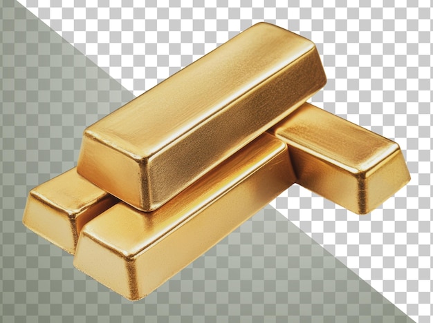 PNG Barras de oro apiladas que brillan bajo la luz brillante