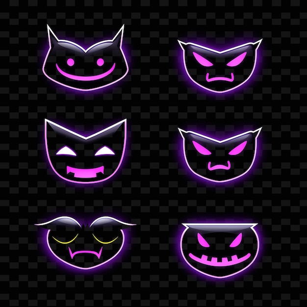 Png Bat Face Icon Emoji Avec Des Lignes De Néon Mystérieuses, Surprises, Endormies Et Déformées Y2k