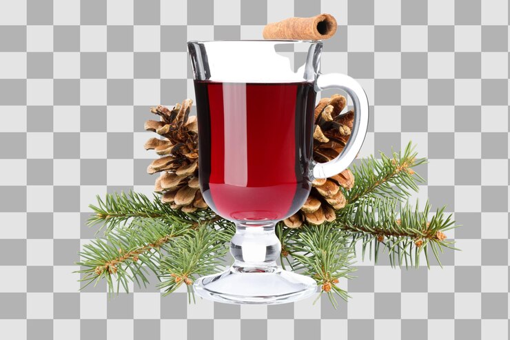 PSD png bevanda di vino mollato in bicchiere con ingredienti isolati su sfondo bianco