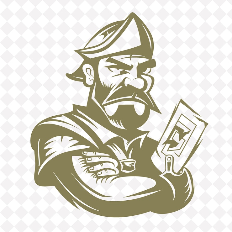 PSD png bill medieval hombre con un pico con una expresión severa de pie guerrero medieval forma de personaje