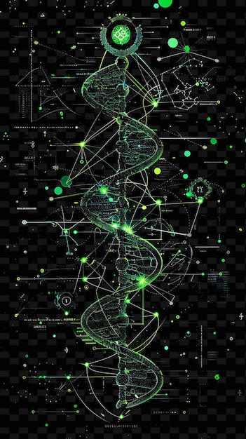 PSD png biotech tape decal com fios de dna e peças biomecânicas neon criativo y2k forma decorativa