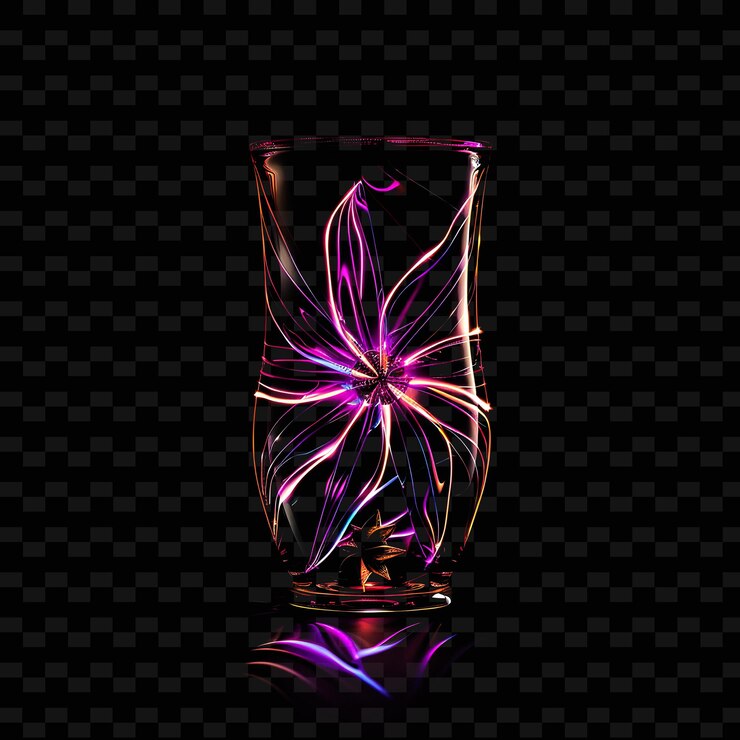 PSD png blinkende neonmuster calimocho in einem einzigartigen handgeblasenen glas y2k neon line art drink designs