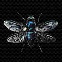 PSD png blowfly mit metallischem körper, geformt aus ölmaterial, durchsichtiger tierform, abstrakte kunst