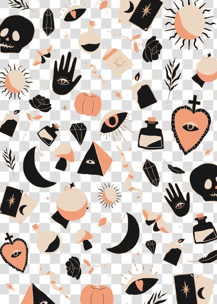 Png boêmia bruxaria doodle Halloween transparente