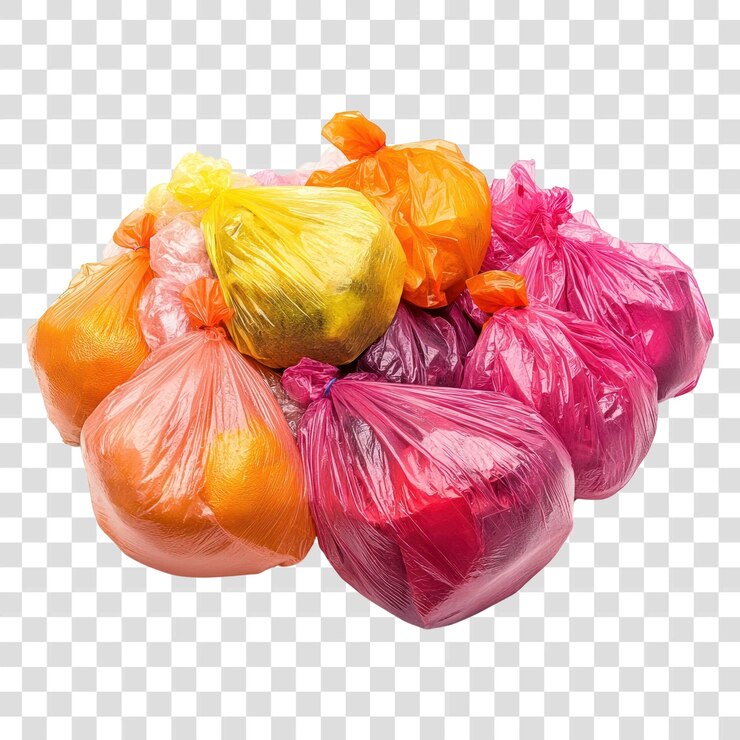 PSD png bolsas de plástico de colores agrupadas