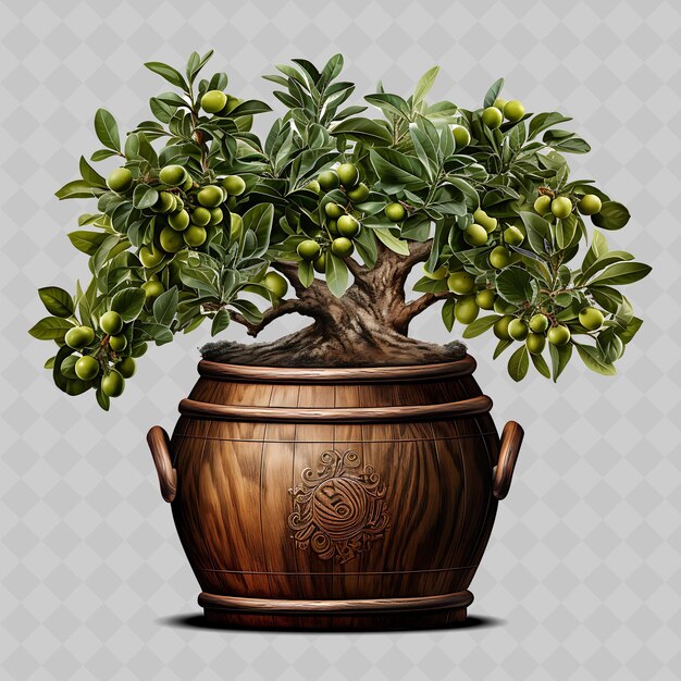 PSD png bonsai de oliva terra cotta pot de hojas oblongas es del mediterráneo decoración de árboles diversos transparentes