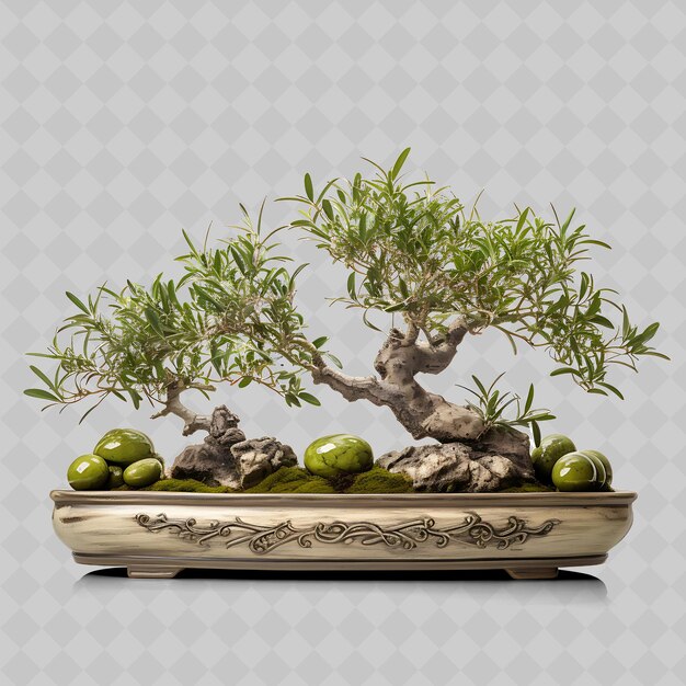 PSD png bonsai d'olive terracotta pot à feuilles oblongues méditerranée ess transparent décor d'arbres divers