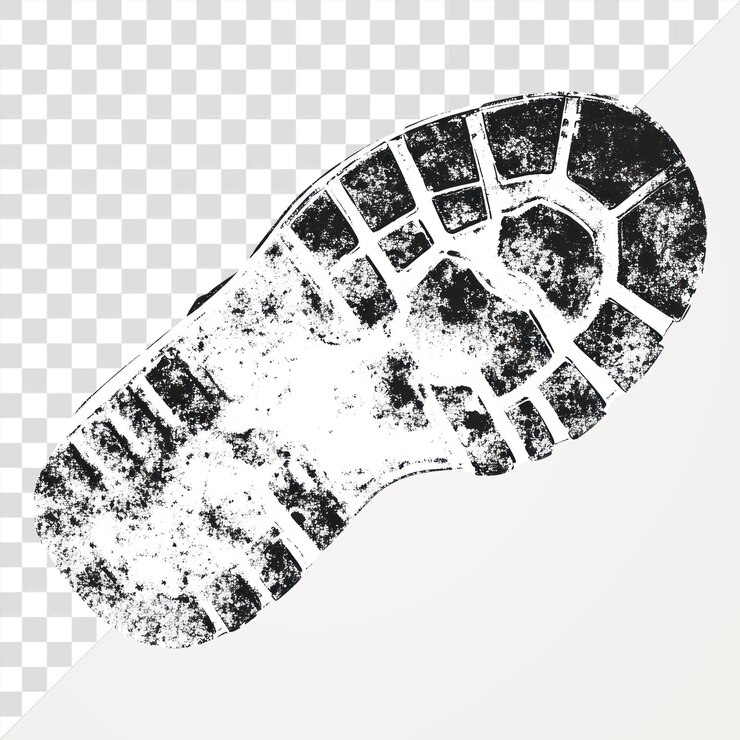 PSD png boot footprint retro photocopy stipple effect isolated white illustration