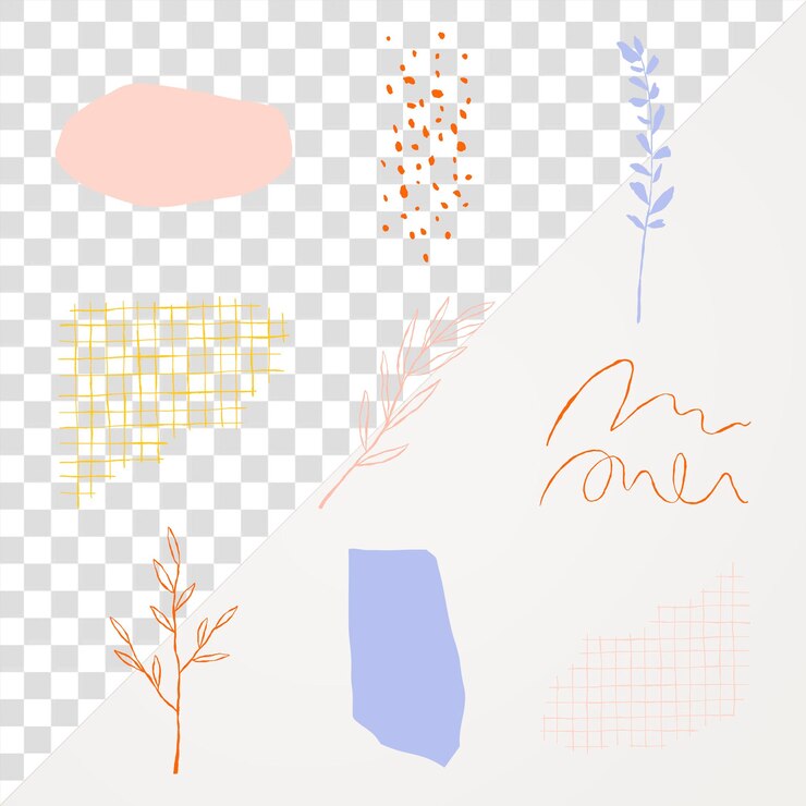 PSD png botanische blätter ästhetische doodle-elemente-set