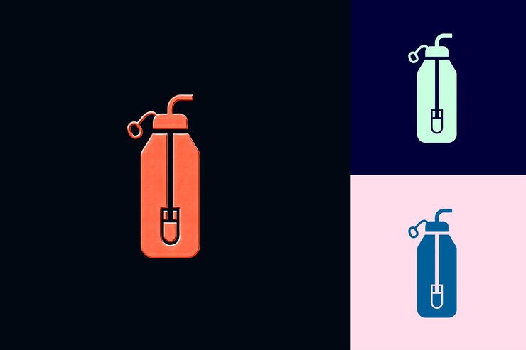 PSD png botella de agua de moda con logotipo moderno con un diseño elegante contorno de arte diseños creativos