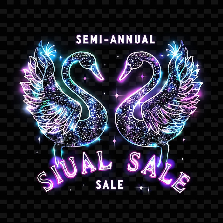 PSD png brillante neon shimmer de la venta semestral texto con una idea de decoración única de eleg