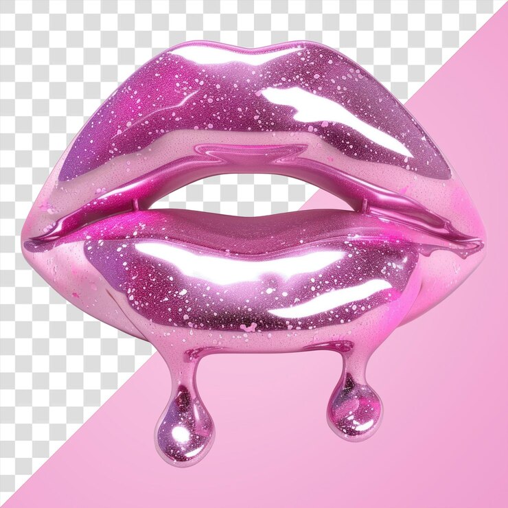 PSD png brillante rosa con labios fundidos accesorios brillantes accesorio