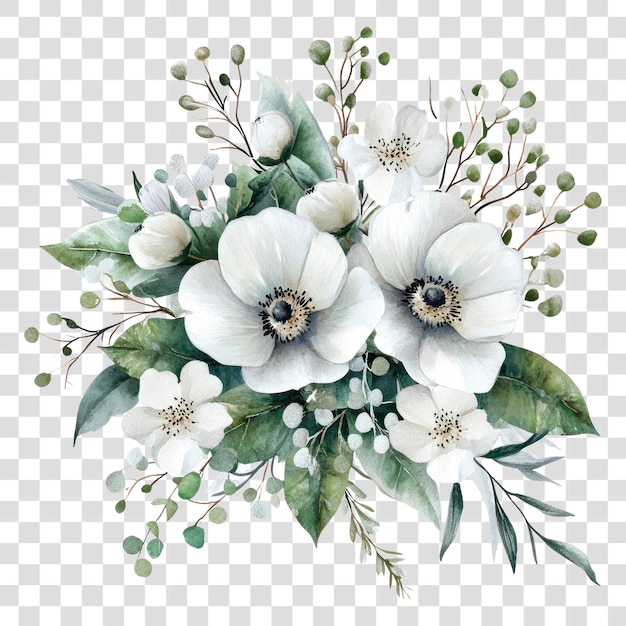 PNG Buquete de flores de invierno ilustraciones artísticas de flores