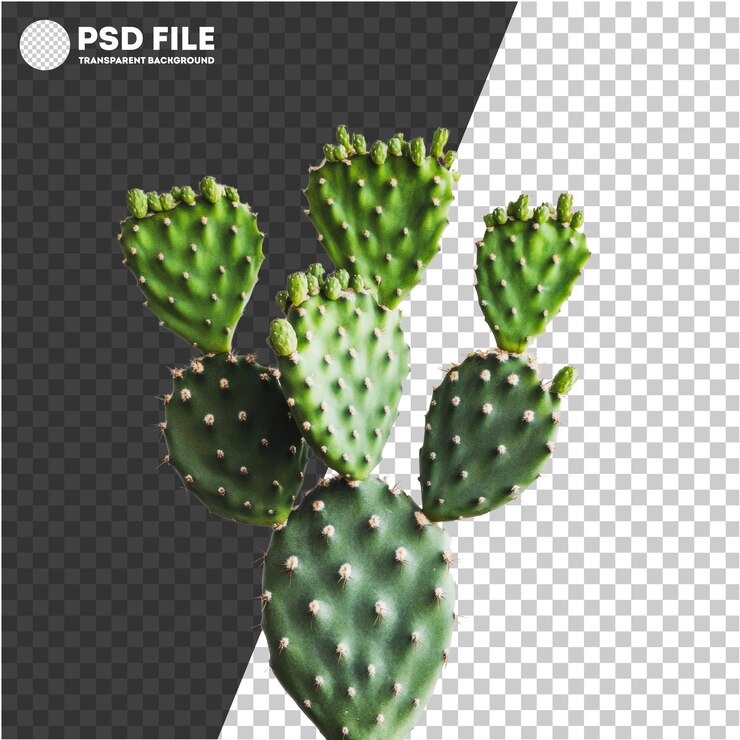 PSD png cactus verde único en bg blanco