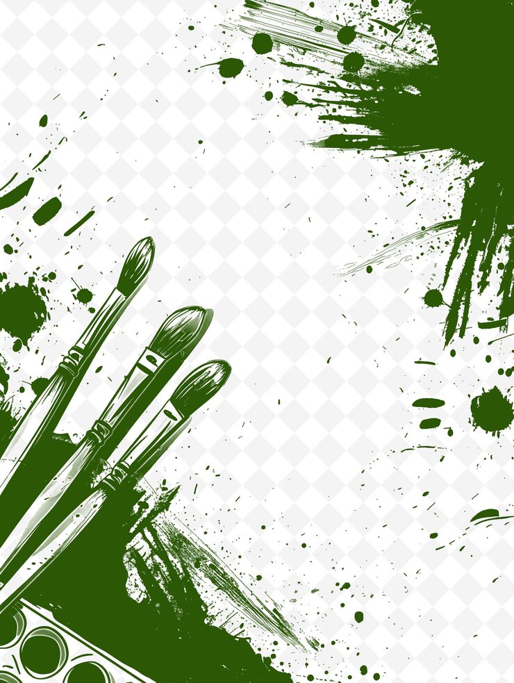 PSD png cadre artistique art avec décorations au pinceau et à la palette b illustration cadre artistique décoratif
