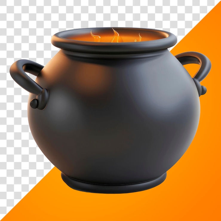 PSD png caldera de brujas utensilios de cocina alimentos de cerámica
