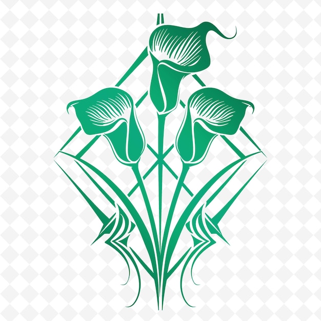 PSD png calla lily con siluetas de rana y motivos lineales con contorno de ikat animal y hojas tropicales