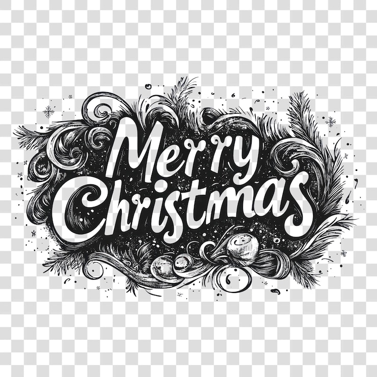 PSD png calligraphie manuscrite de l'illustration de noël heureux noël heureux