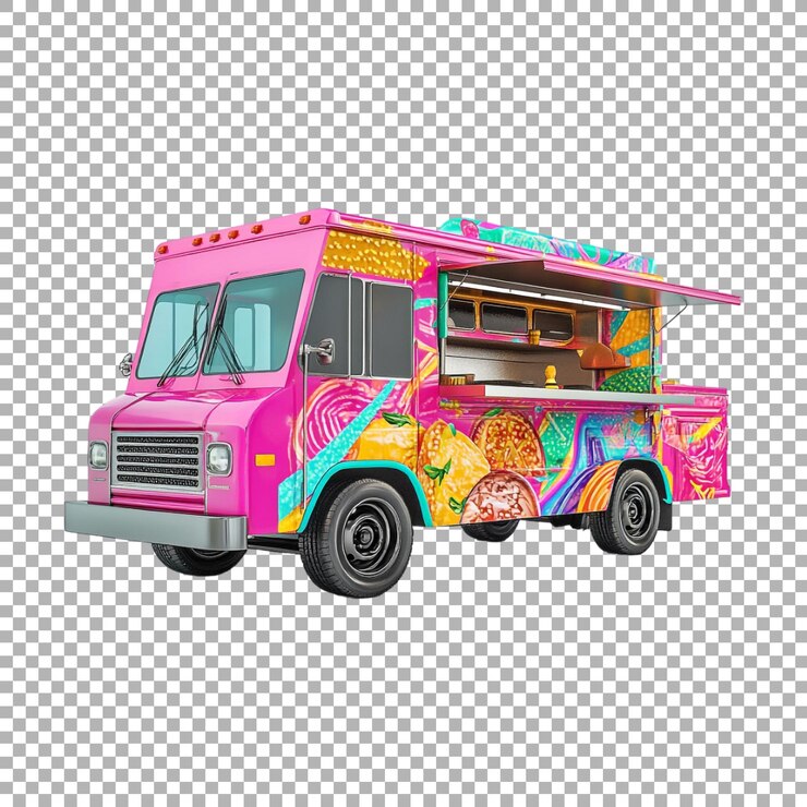 PSD png camión de comida colorido en fondo transparente generado por ai