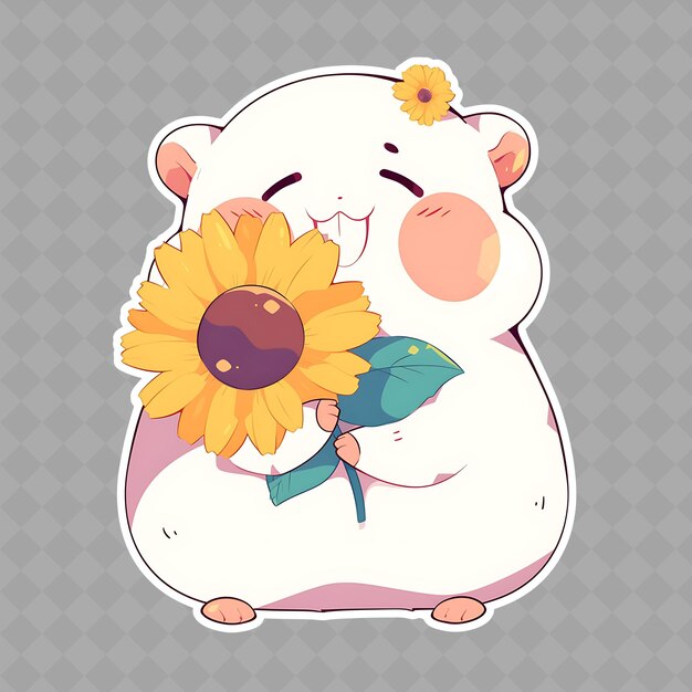 PSD png cativante e kawaii anime menina hamster com bochecha de hamster colecção criativa de adesivos chibi