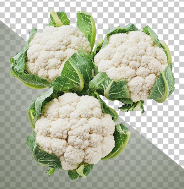 PNG Cauliflower heads on white backdrop
