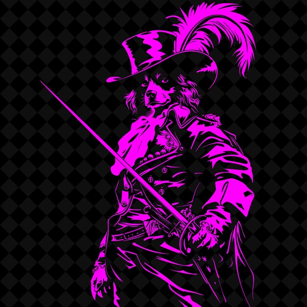 Png Cavalier francês com um rapier e chapéu de penas Elegante e Medieval Warrior Character Shape