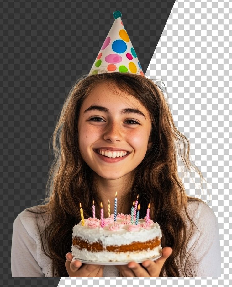 PSD png celebra un cumpleaños con pastel y alegría