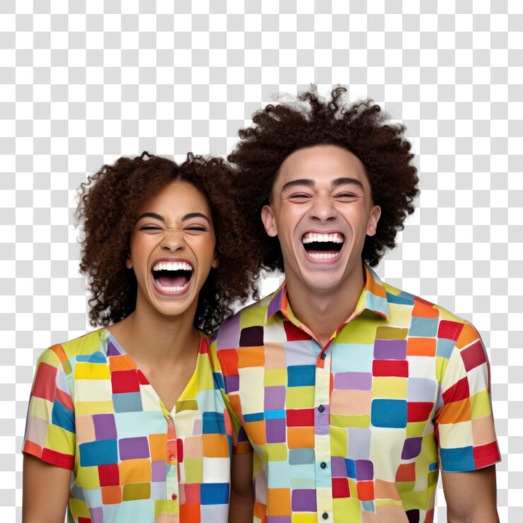 PSD png celebrando a união de adultos rindo