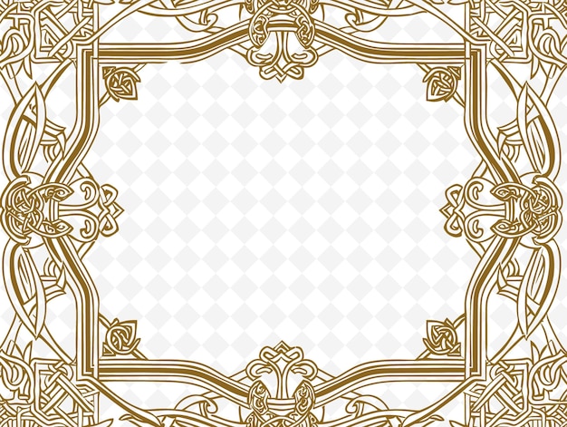 PSD png celtic cross frame art com nó e decoração de harpa celta ilustração frame art decorative