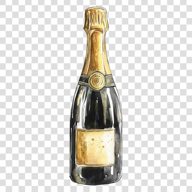 PNG Champagnerflasche Illustration Aquarell Champagner