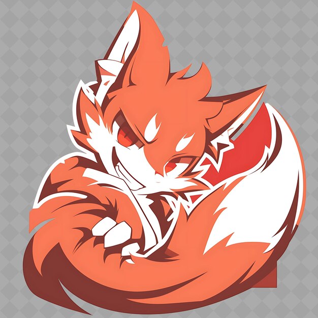 PSD png charming and sleek anime fox boy com orelhas de raposa e uma cauda em creative chibi sticker collection