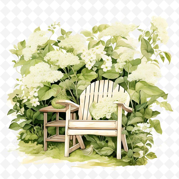 PSD png charming nature garden aquarela jardim clipart t-shirt design adesivo em fundo branco