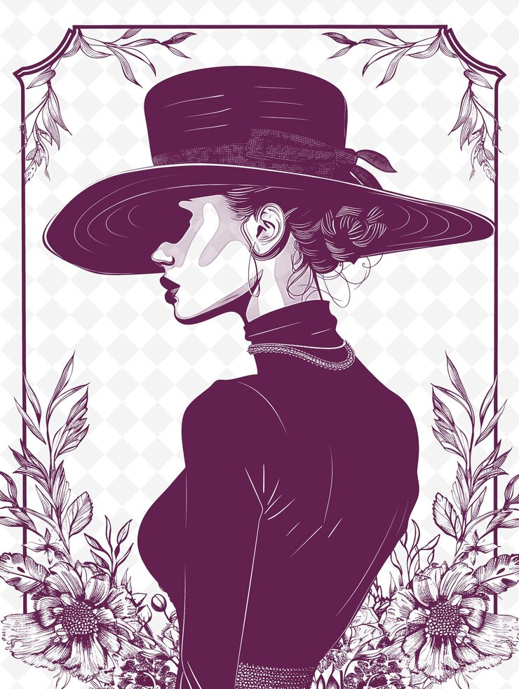 PSD png chic postcard design con una cornice ad alta moda stile abbinato outline arts scribble decorative