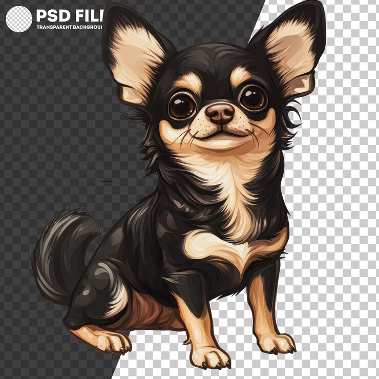 PSD png chihuahua lindo sentado en una postura lúdica