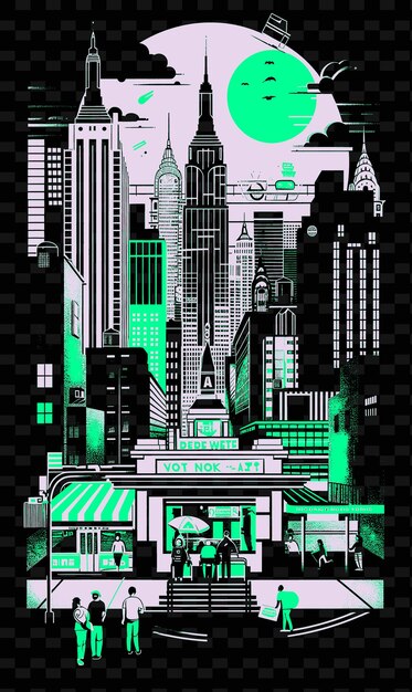 Png cidade de nova york com cena de rua urbana e arranha-céus ilustração de metrô cidades cene decoração de arte