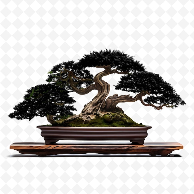 PSD png ciprés bonsai árbol de teca escala de olla como hojas de hoja perenne la decoración de árboles transparentes diversos