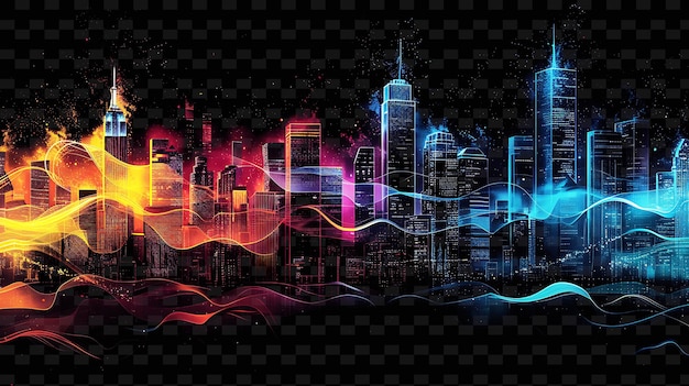 PSD png cityscape tape decal mit designs inspiriert von urban skyline creative neon y2k shape decoratives