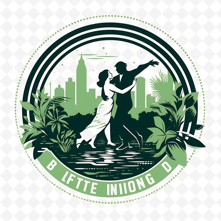 PSD png ciudad de buenos aires con color verde monocromático bailarines de tango 4 paisajes de acuarela dibujados a mano0