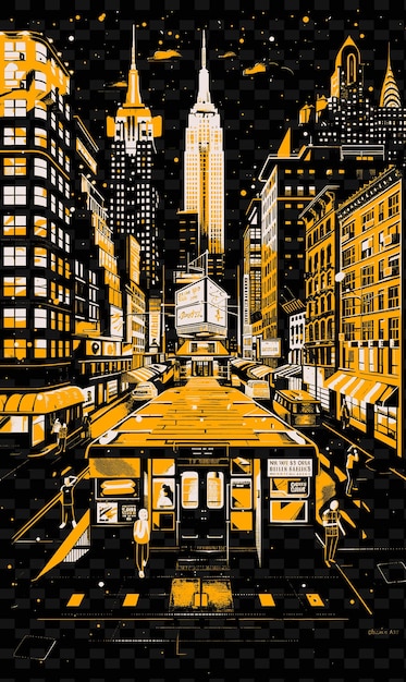 Png ciudad de nueva york con escena de la calle urbana y rascacielos ilustración del metro escena de la ciudad decoración artística