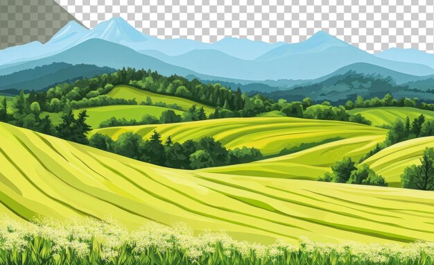 PNG Colinas verdes exuberantes sob um céu azul claro