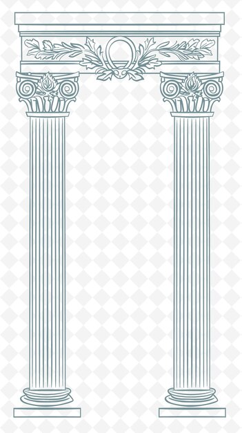 PSD png colonne romane cadre artistique avec couronne de lion et de laurier déco illustration cadre artistique décoratif