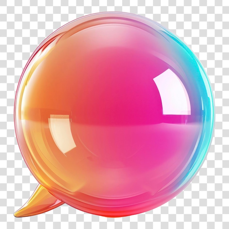 PSD png color speech bubble sphere glass white background