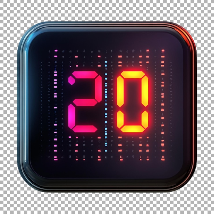 PSD png colorful alarm clock on transparent background