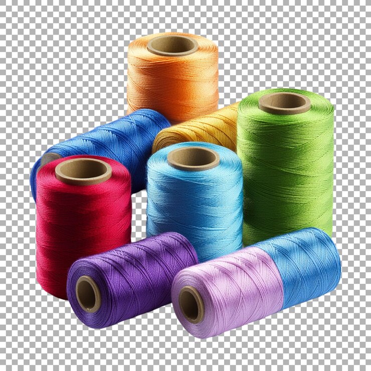PSD png colorido hilo de coser en fondo transparente ai generado