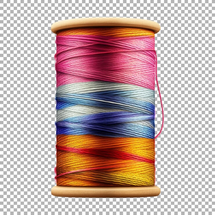 PSD png colorido hilo de coser en fondo transparente ai generado