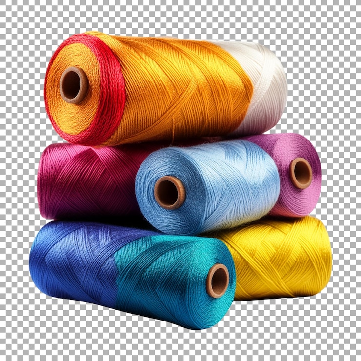 PSD png colorido hilo de coser en fondo transparente ai generado